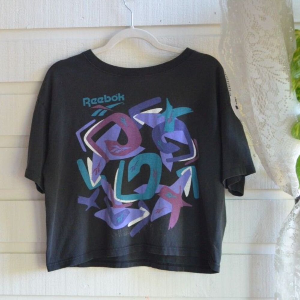 Vintage 90s Reebok Abstract Graphic T Shirt Made in USA M